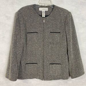 Vtg Sag Harbor Jacket Womens Size 14 Blazer Gray Multicolor Tweed Career Zip up